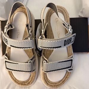 Dior Technical Jute Dioract 10mm Sandals - off white and Black